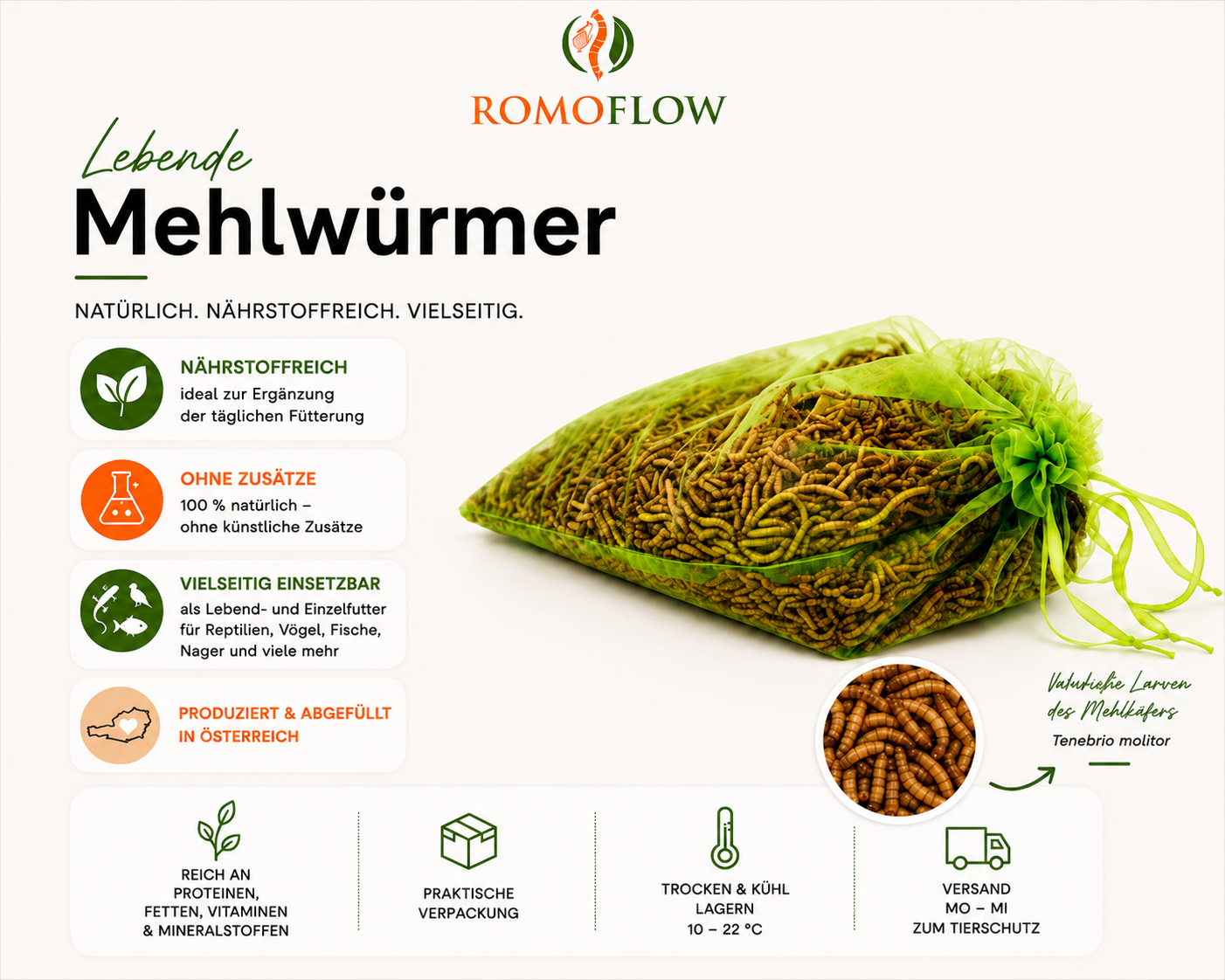 Lebende Mehlwürmer kaufen | Frisch verpackt