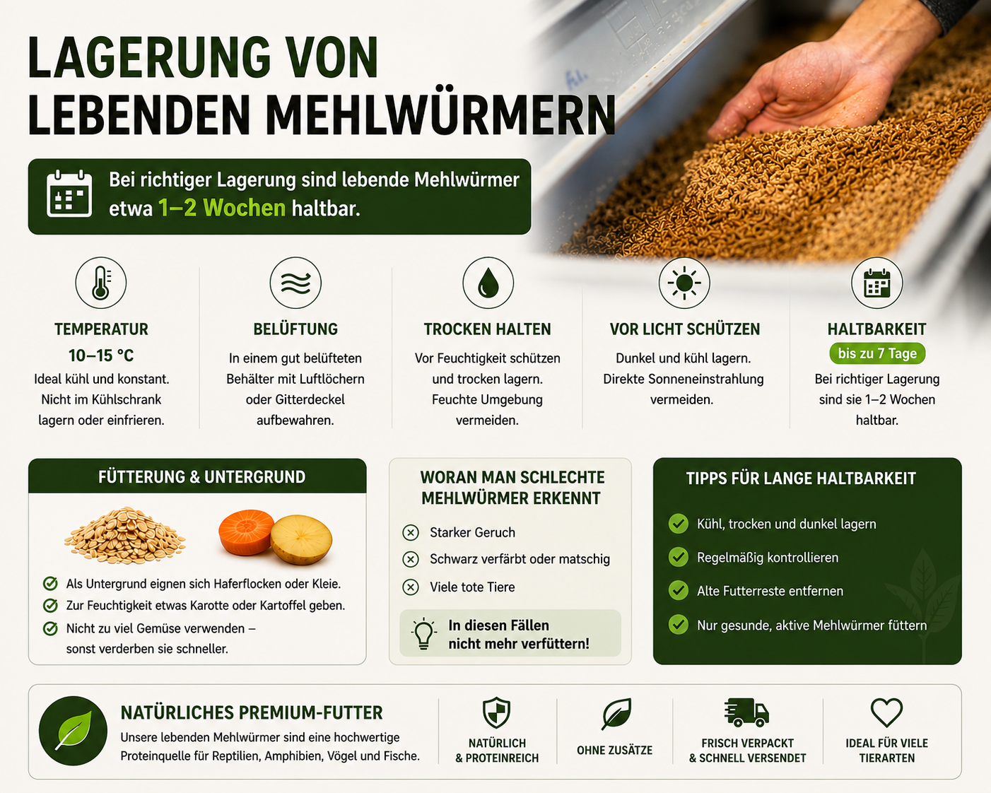 mehlwürmer lebend aufbewahren Mehlwürmer - lebend 50g