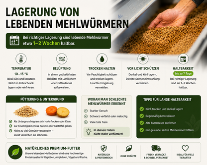 lebende mehlwürmer aufbewahren Mehlwürmer - lebend 50g